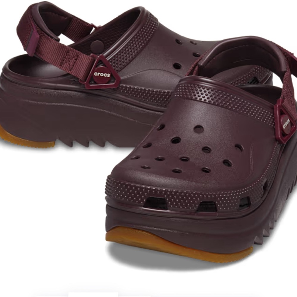 CROCS Dark Burgundy Platform Slippers